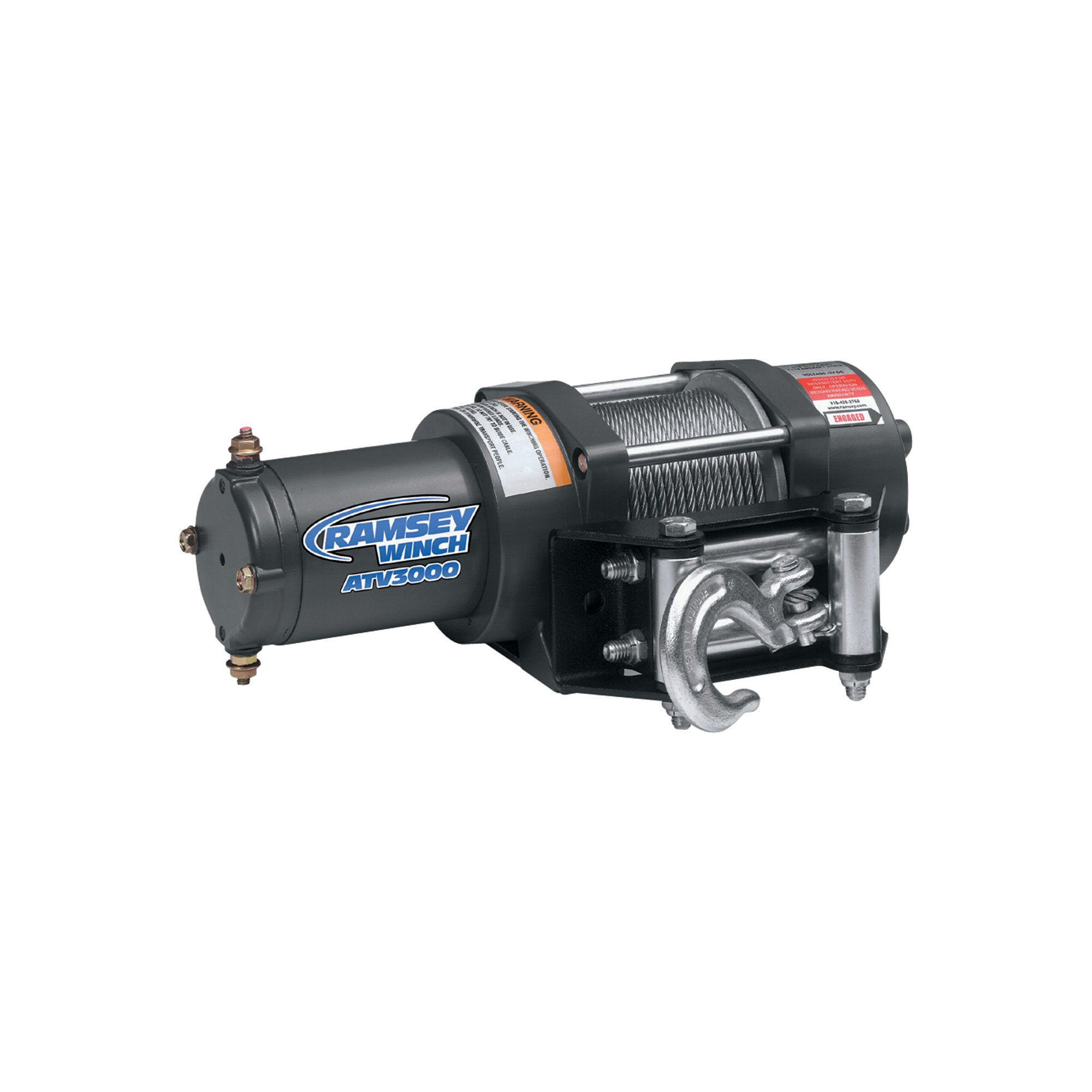 Ramsey 12 Volt DC Powered Electric ATV Winch with Wireless Remote — 3,000-Lb. Capacity, Wire Rope, Model# ATV3000